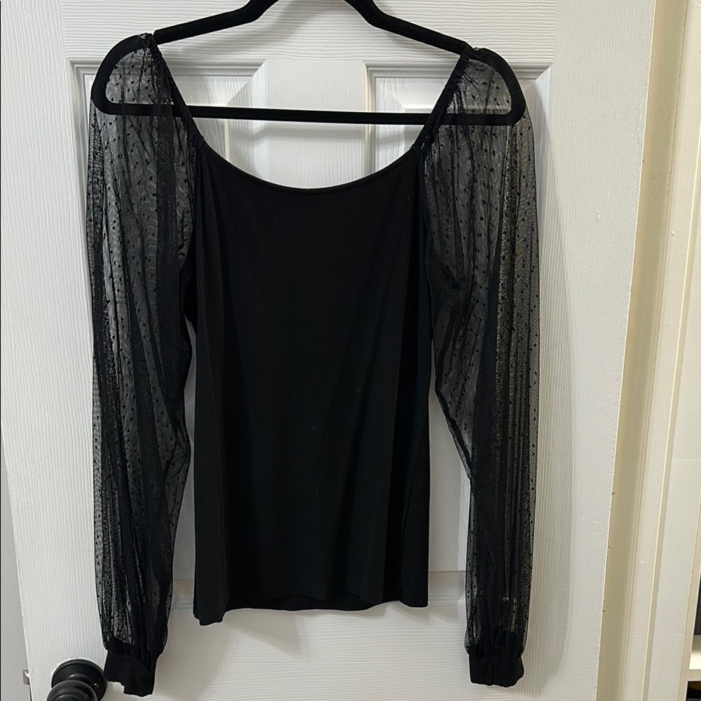 Elegant Black Sheer Sleeve Top
